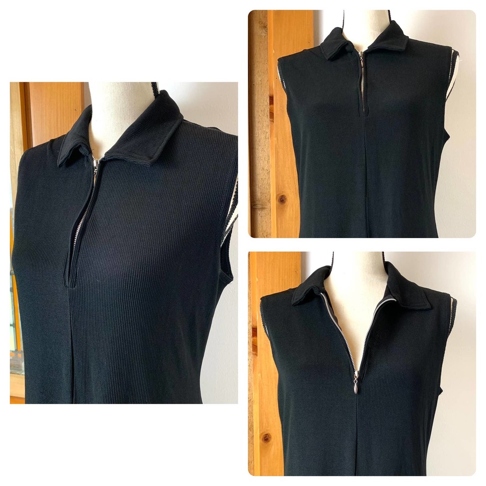 Vintage 90s MOD Ronni Nicole by Ouida Sleeveless Collared USA Made Midi Dress - Picture 4 of 9